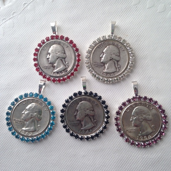 1964 Silver Quarter Dollar Coin, 16in 925 Chain - Picture 5 of 6